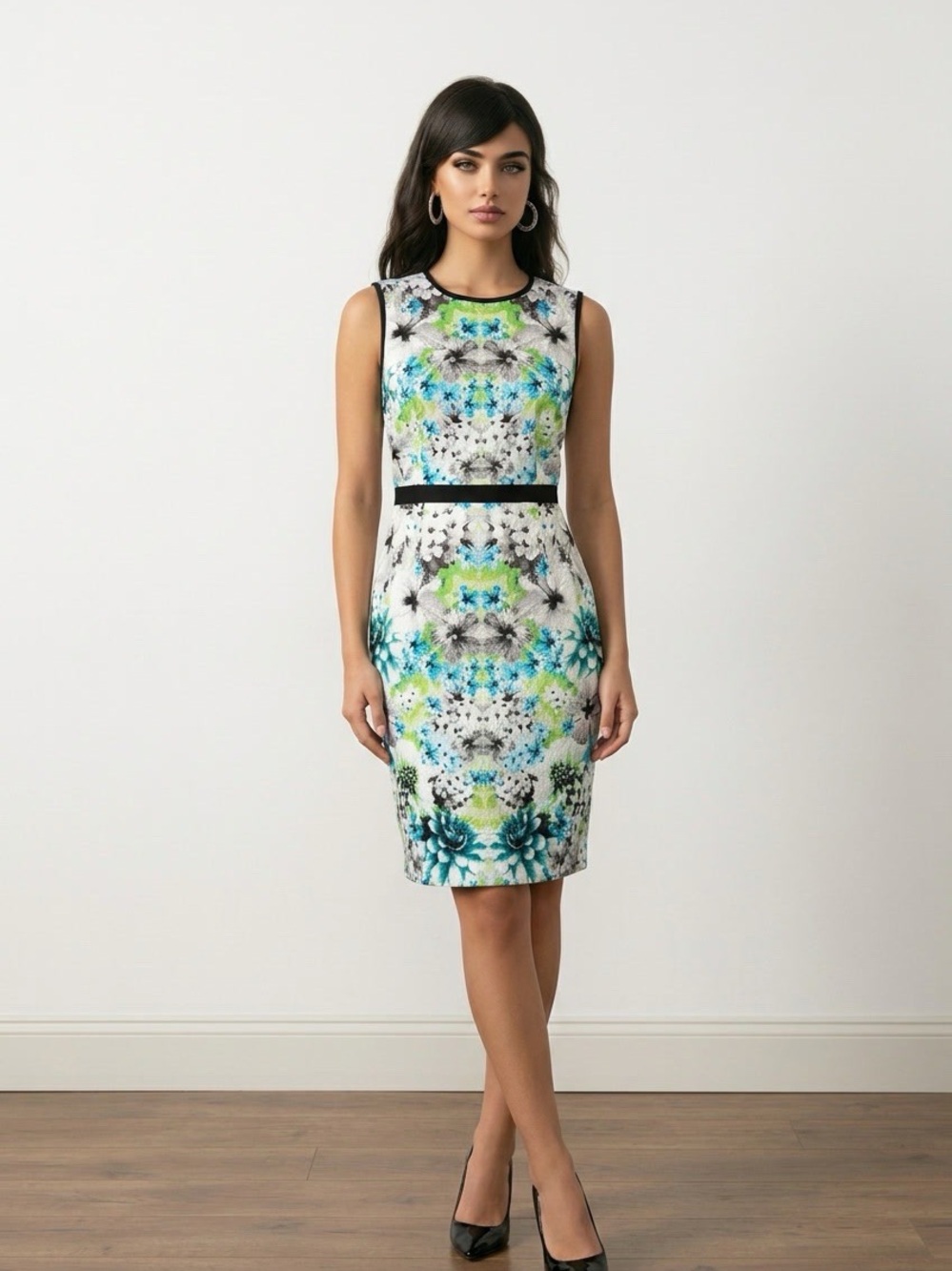 London Times Sleeveless Floral Kaleidoscope Sheath Dress NWT Size 4